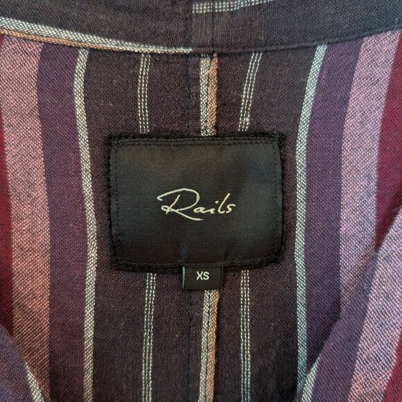 Rails Sloane tie-front top vertical stripe red orange yellow black - Picture 8 of 10